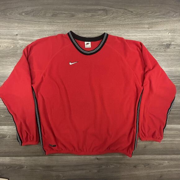 Vintage Nike Fleece Sweatshirt Mens XL Red Pullover Swoosh Athletic Crewneck 90s - Picture 1 of 8